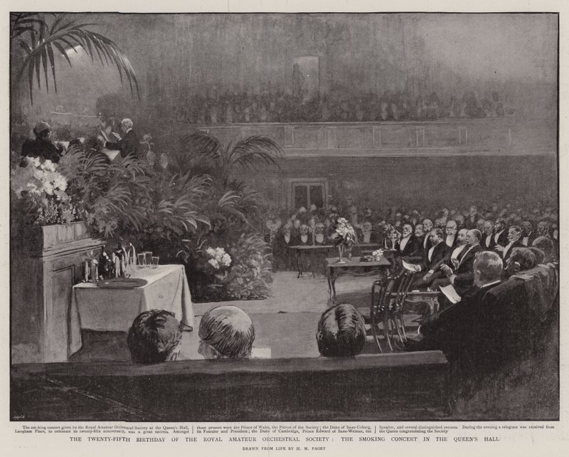 Dvacáté páté narozeniny Královské amatérské orchestrální společnosti, Kuřácký koncert v Queen
