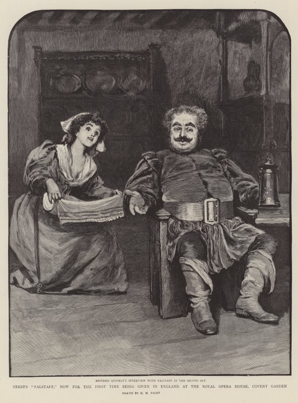 Verdiho Falstaff, nyní poprvé uváděný v Anglii v The Royal Opera House, Covent Garden od Henry Marriott Paget