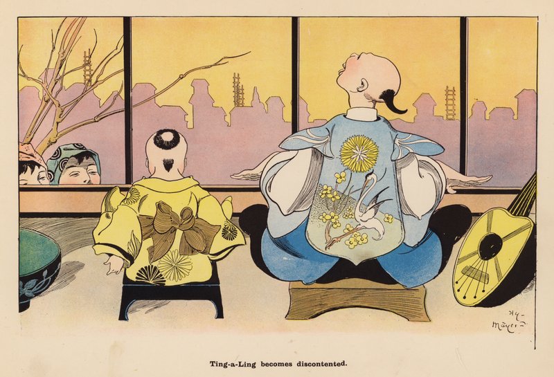 Ilustrace k filmu Dobrodružství japonské panenky (barevná litografie) od Henry Mayer