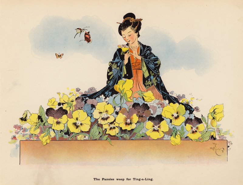 Ilustrace k filmu Dobrodružství japonské panenky (barevná litografie) od Henry Mayer