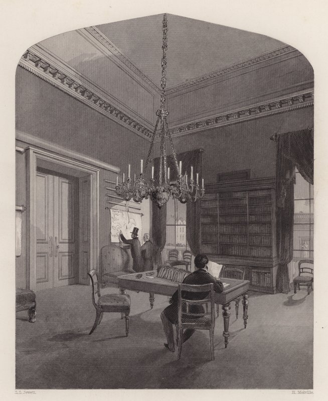 Map Room of the United Service Club, Westminster, Londýn (rytina) od Henry Melville