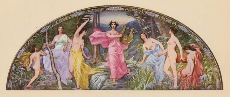 Hudba lyrické poezie (barevná litografie) od Henry Oliver Walker