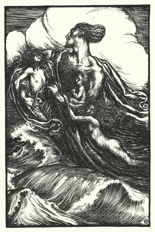 Matthew Arnold báseň: The Forsaken Merman (rytina) od Henry Ospovat