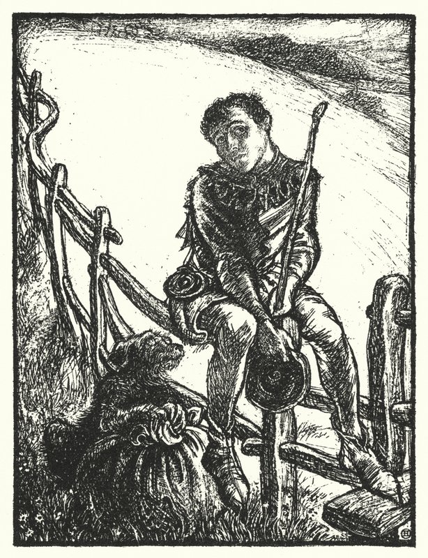Shakespearova píseň: "Veselé srdce jde celý den, jsi smutný, unavený v míli" (litho) od Henry Ospovat