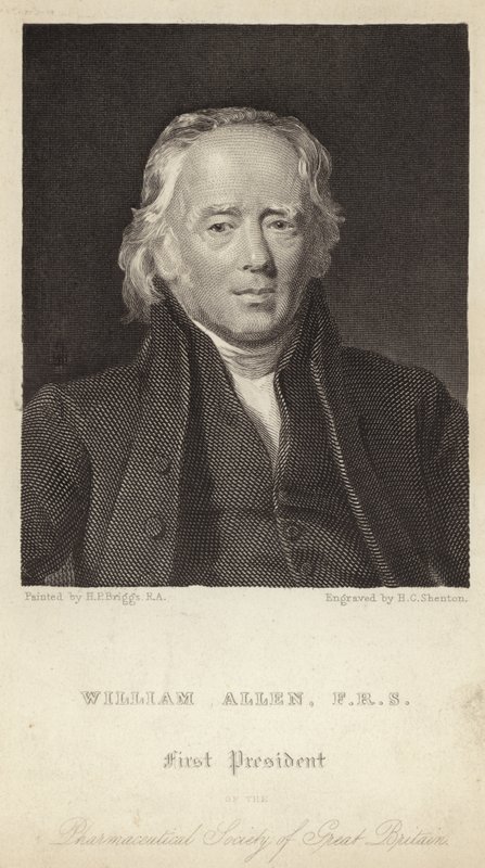 William Allen - první prezident Farmaceutické společnosti Velké Británie (1770-1843) (rytina) od Henry Perronet (after) Briggs