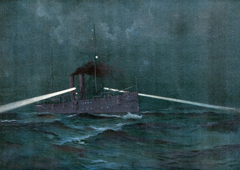 Prosazování zákonů o neutralitě se Španělskem, křižníkem Montgomery a dělovým člunem Annapolis hlídkujícím v kubánských vodách při hledání filibusterského škuneru od Henry Reuterdahl