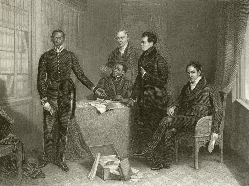 Jan Tzatzoe, Andries Stoffles, reverend Dr Philip a reverend Mess Read, senior a junior od Henry Room