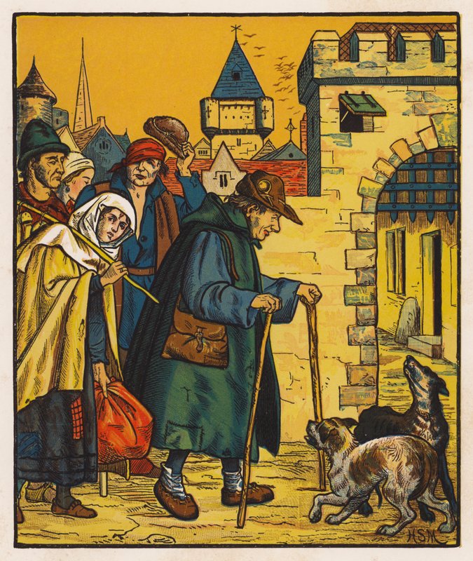 Veselí žebráci (barevná litografie) od Henry Stacy (after) Marks