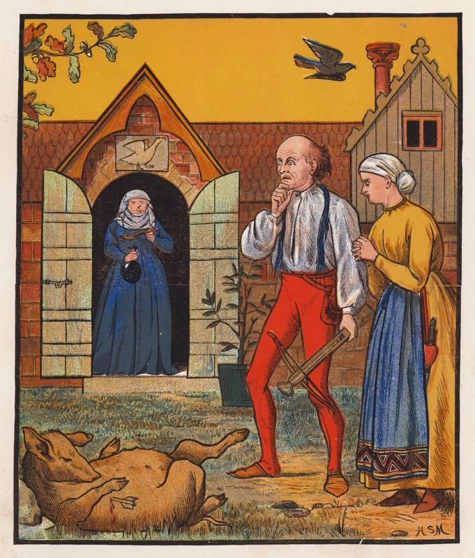 Krejčí a vrána (barevná litografie) od Henry Stacy (after) Marks