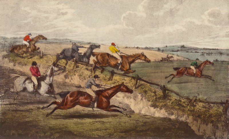 Steeple-Chase (barevné lito) od Henry Thomas (after) Alken