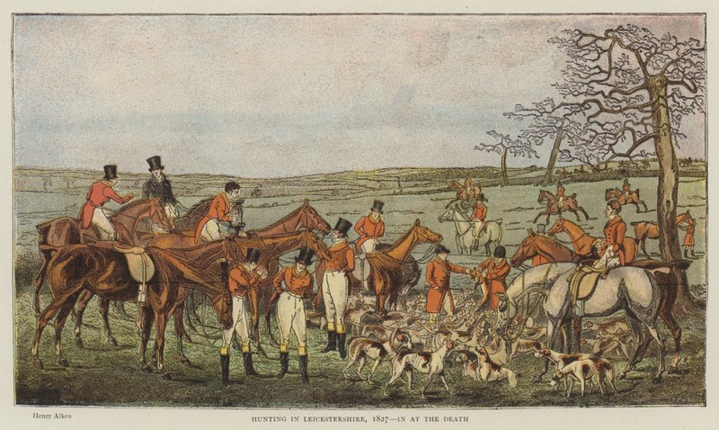 Lov v Leicestershire, 1827, v At the Death (chromolitho) od Henry Thomas Alken