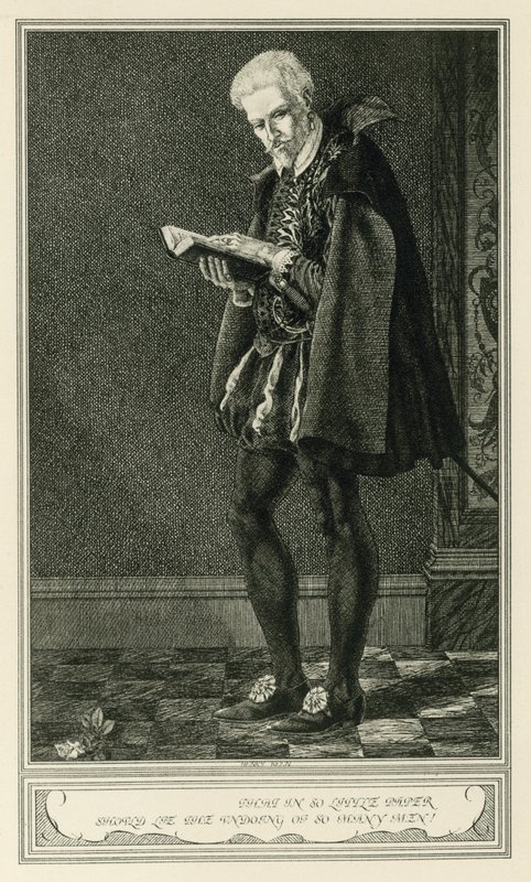 Frontispis pro Vévodkyni z Malfi a Bílého ďábla od Johna Webstera (litho) od Henry Weston Keen