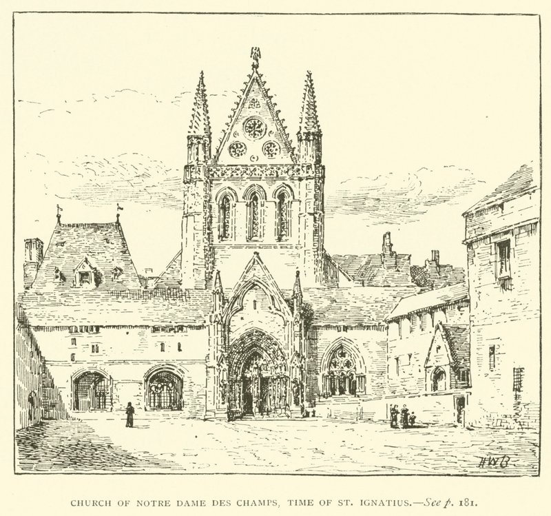 Kostel Notre Dame des Champs, doba svatého Ignáce (rytina) od Henry William Brewer