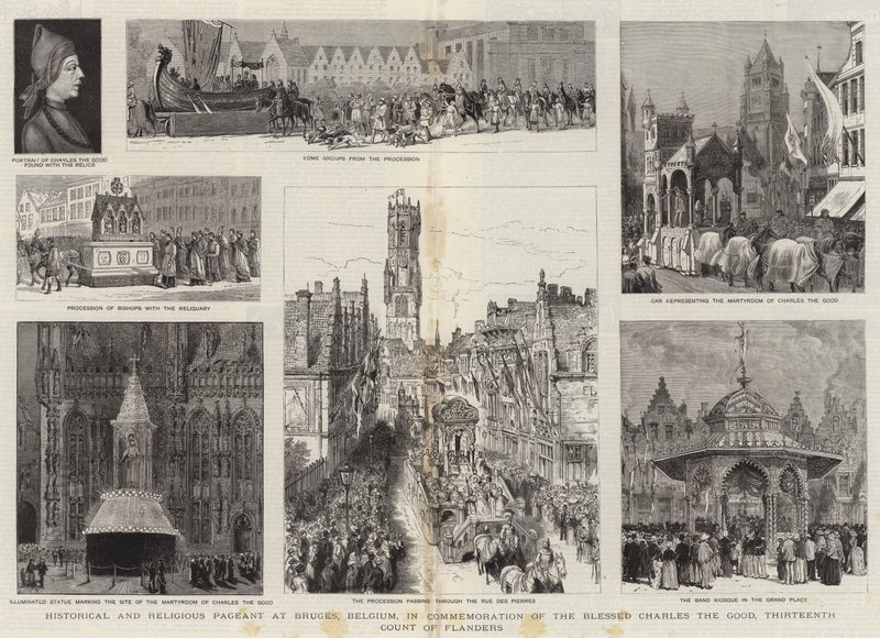 Historická a náboženská přehlídka v Bruggách, Belgie, na památku blahoslaveného Karla Dobrého, třináctého hraběte z Flander od Henry William Brewer