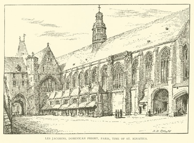 Les Jacobins, Dominikánské převorství, Paříž, doba svatého Ignáce (rytina) od Henry William Brewer