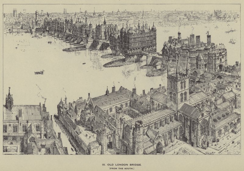 Old London Bridge, z jihu od Henry William Brewer