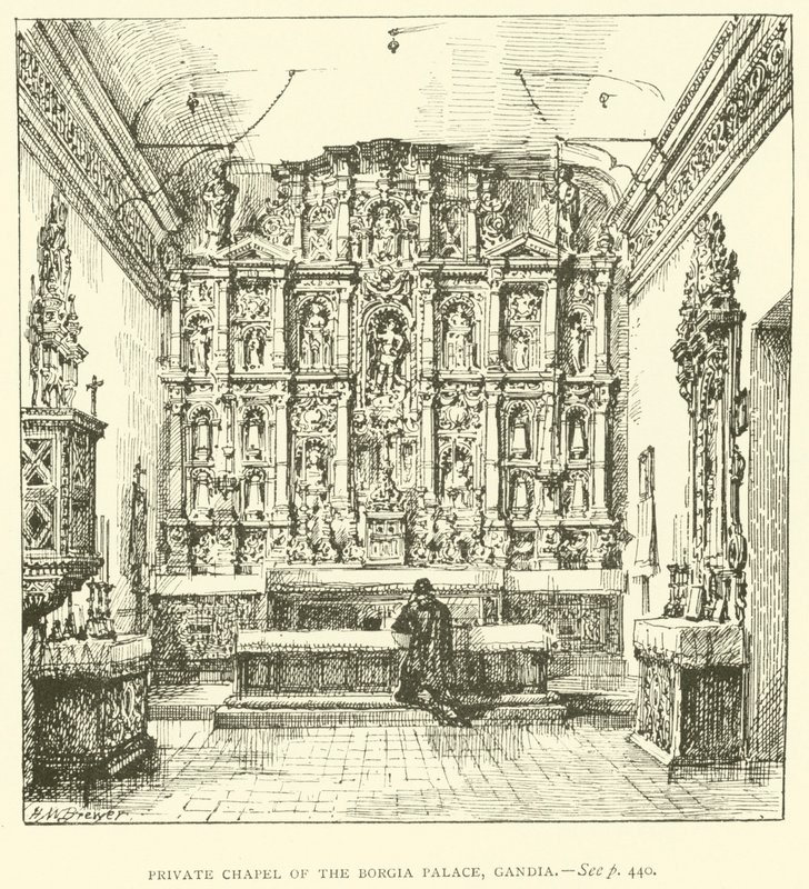 Soukromá kaple paláce Borgia, Gandia (rytina) od Henry William Brewer