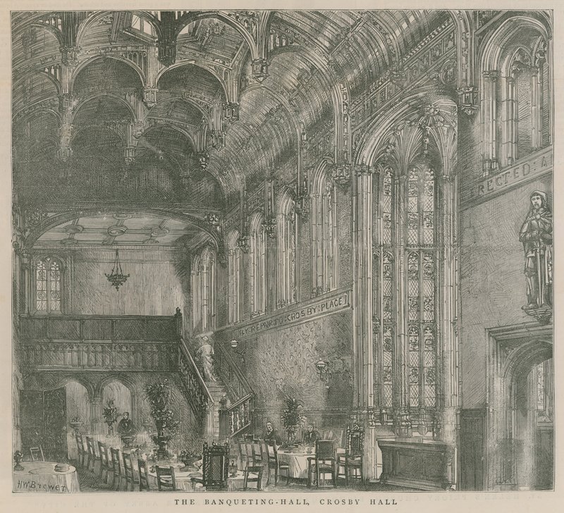 Banketní sál, Crosby Hall, Londýn od Henry William Brewer