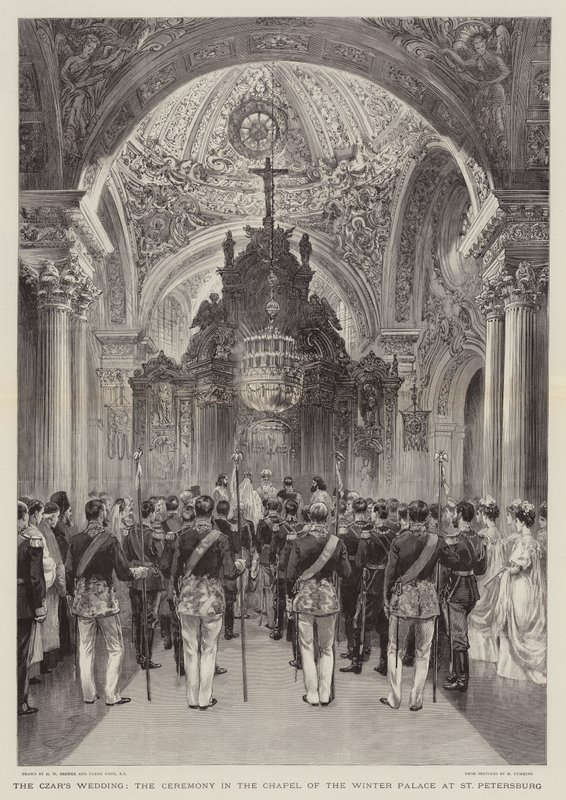 Carská svatba, obřad v kapli Zimního paláce v Petrohradě od Henry William Brewer