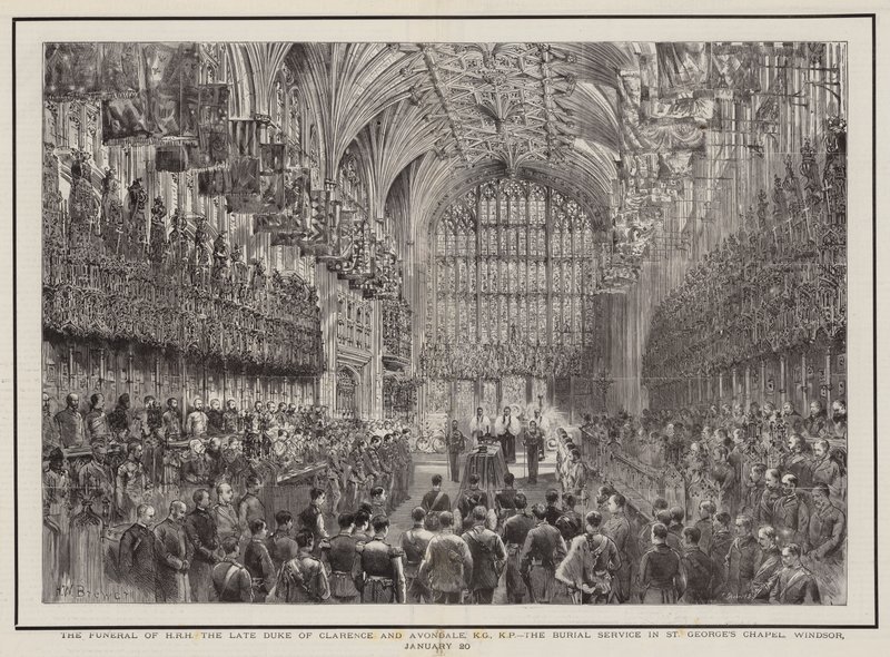 Pohřeb HRH zesnulého vévody z Clarence a Avondale, KG, KP, pohřební služba v kapli svatého Jiří, Windsor, 20. ledna od Henry William Brewer