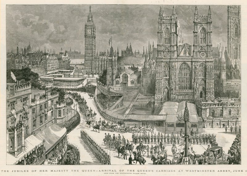 Jubileum Jejího Veličenstva královny - příjezd královnina kočáru do Westminsterského opatství od Henry William Brewer
