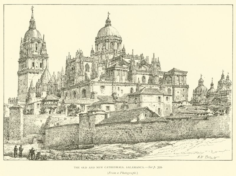 Staré a nové katedrály, Salamanca (rytina) od Henry William Brewer