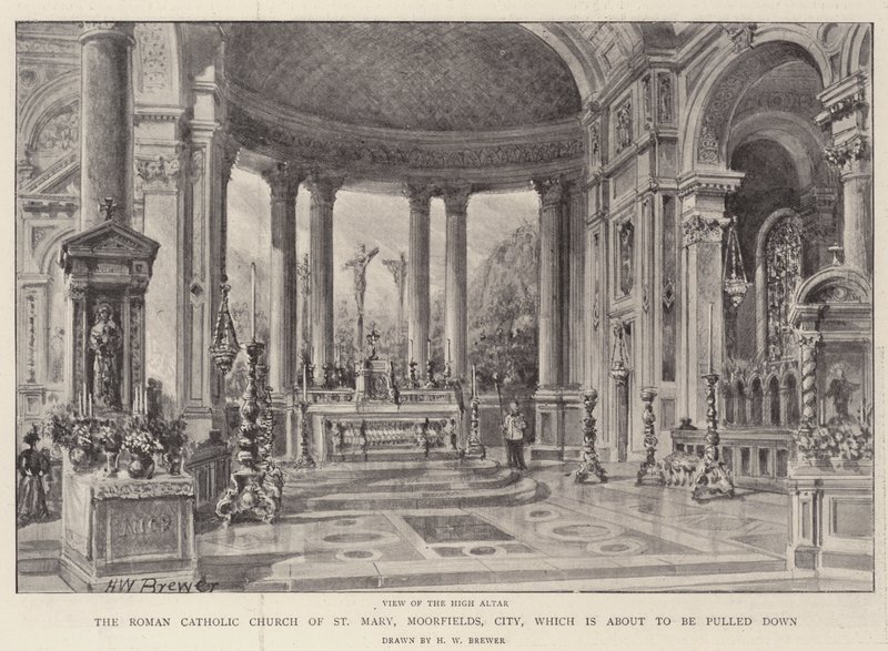 Římskokatolický kostel St Mary, Moorfields, City, který se chystá zbourat od Henry William Brewer