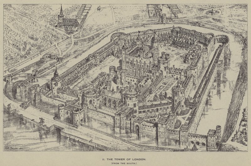 Tower of London, z jihu od Henry William Brewer