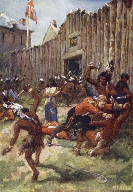 Rudí indiáni útočící na Angličany od Henry after Sandham