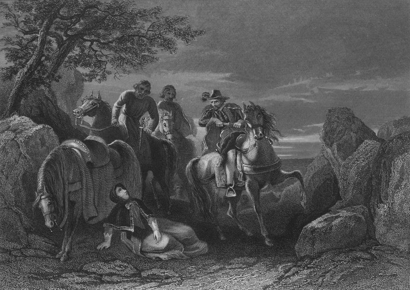 Hugh ONeill, hrabě z Tyrone, a jeho následovníci opouštějící Ulster do pevninské Evropy během Flight of the Earls, 4. září 1607 od Henry after Warren