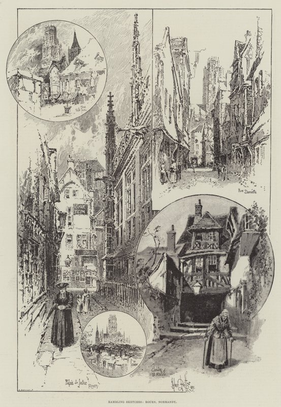 Rambling Sketches, Rouen, Normandie od Herbert Railton