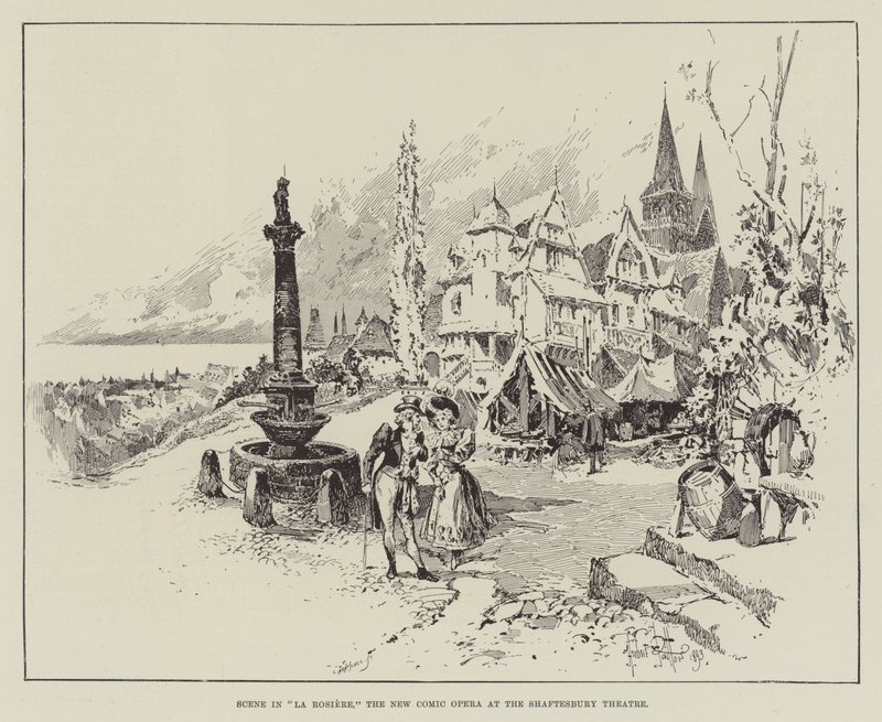 Scéna v La Rosiere, Nové komické opeře v Shaftesbury Theatre od Herbert Railton