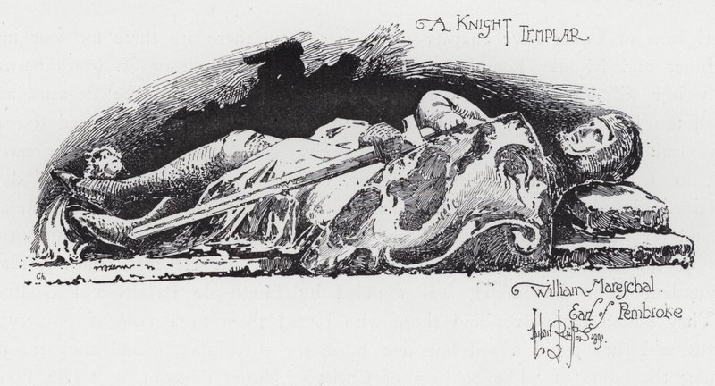 Templářský rytíř, William Mareschal, hrabě z Pembroke (rytina) od Herbert (after) Railton
