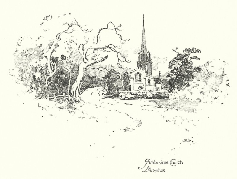 Ashbourne Church, Derbyshire (litho) od Herbert (after) Railton