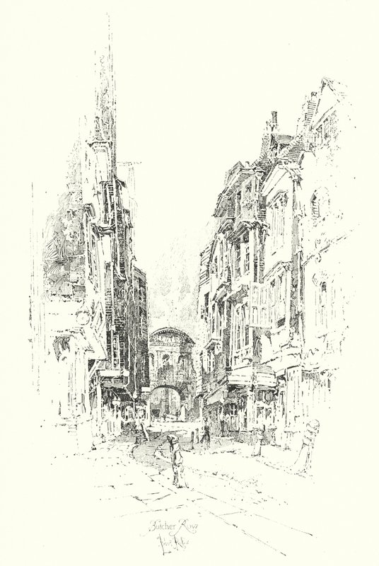 Butcher Row, Londýn (litho) od Herbert (after) Railton