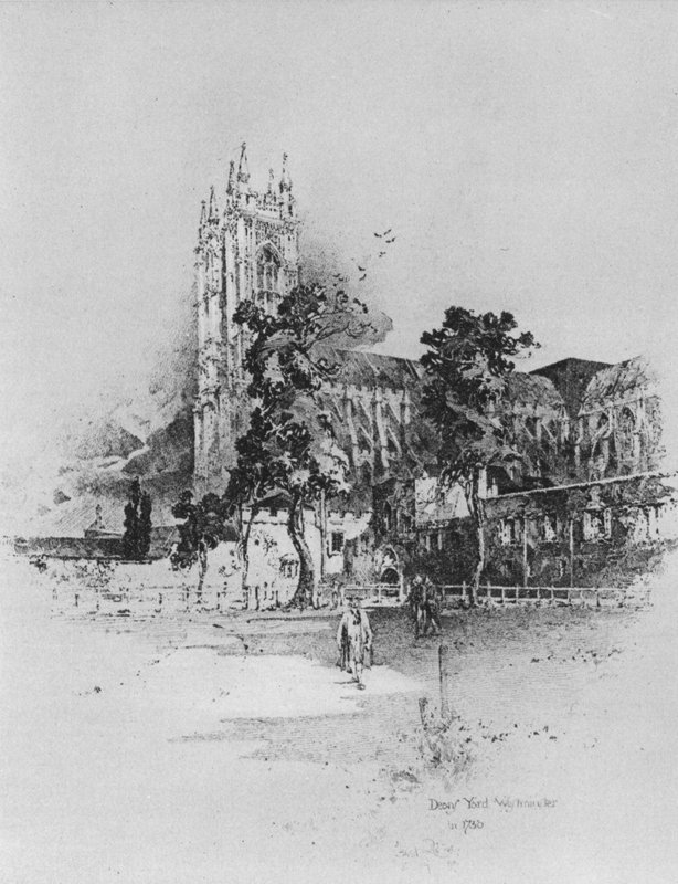 Deans Yard, Westminster, Londýn, v roce 1730 (litho) od Herbert (after) Railton