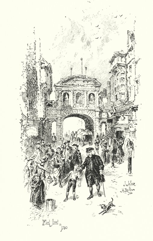 Dr Johnson, Fleet Street, Londýn, v roce 1780 (litho) od Herbert (after) Railton