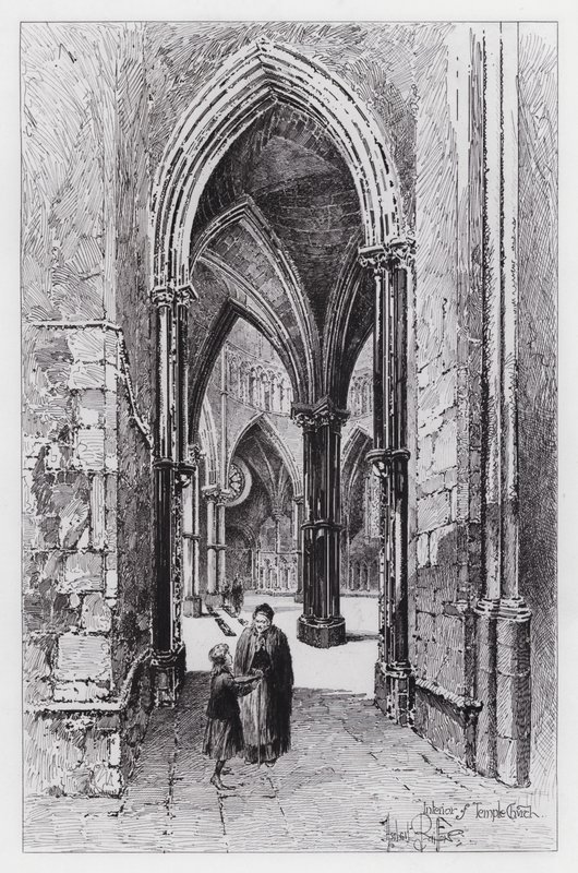Interiér chrámového kostela (rytina) od Herbert (after) Railton
