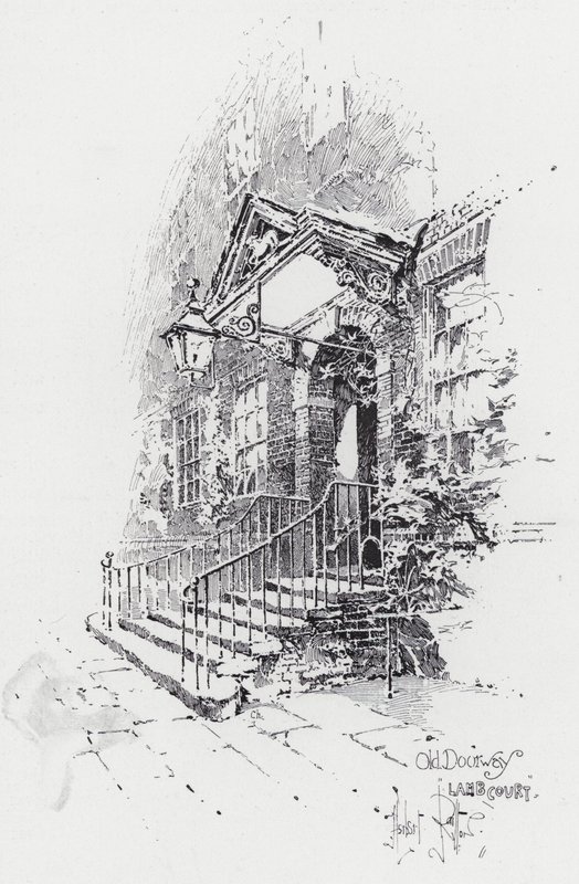 Old Doorway, Lamb Court (rytina) od Herbert (after) Railton