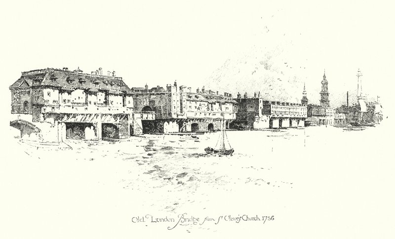 Old London Bridge, od St Olave’s Church od Herbert (after) Railton