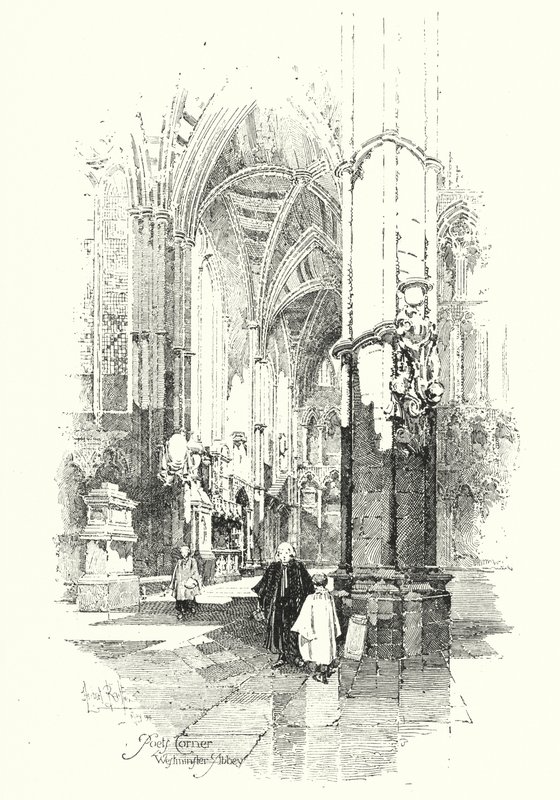 Poet’s Corner, Westminster Abbey, Londýn (litho) od Herbert (after) Railton