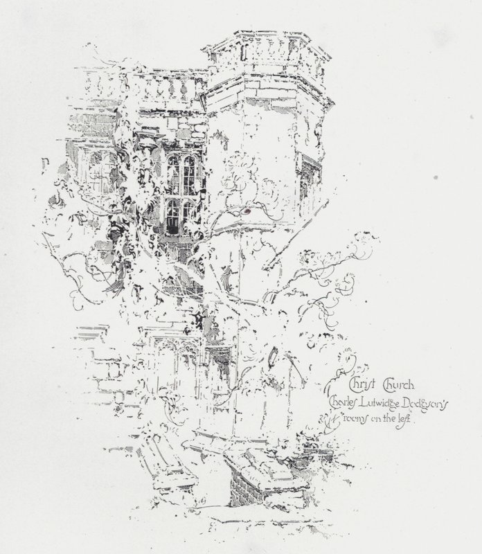 Pokoj anglického autora Charlese Lutwidge Dodgsona (Lewis Carroll), Christ Church College, Oxford (litho) od Herbert (after) Railton
