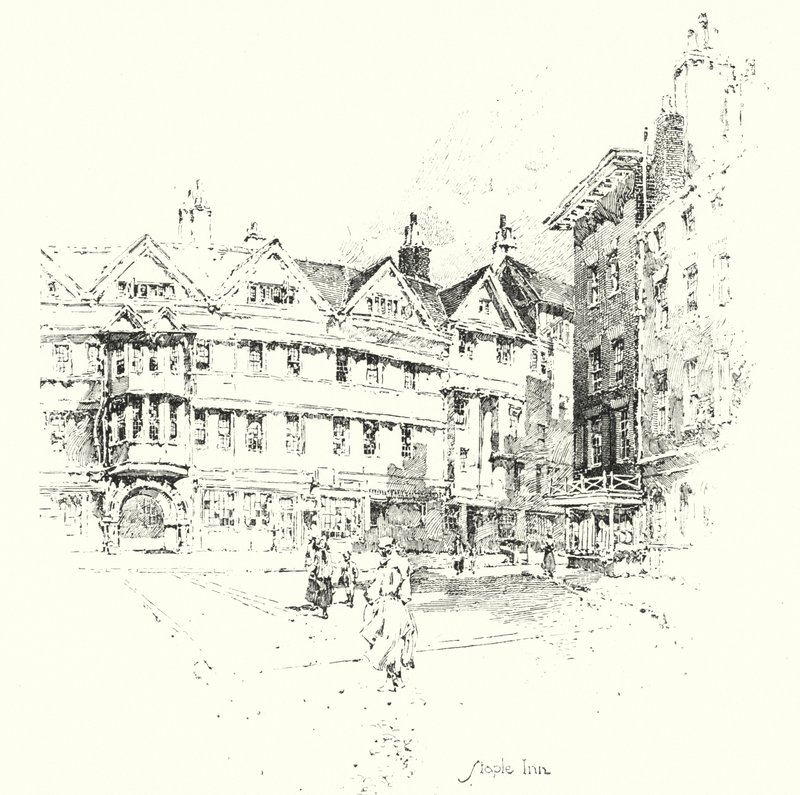 Staple Inn, Londýn (litho) od Herbert (after) Railton