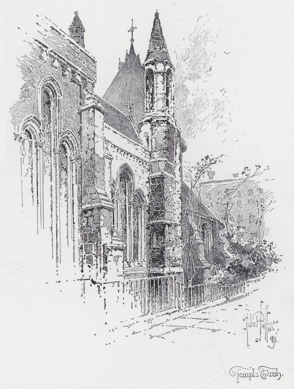 Temple Church (rytina) od Herbert (after) Railton
