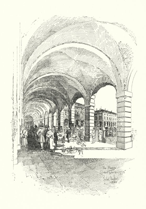 Piazza, Covent Garden, Londýn od Herbert (after) Railton
