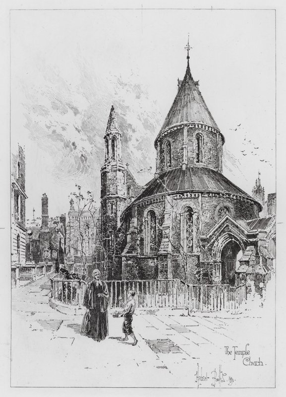 Chrámový kostel (rytina) od Herbert (after) Railton