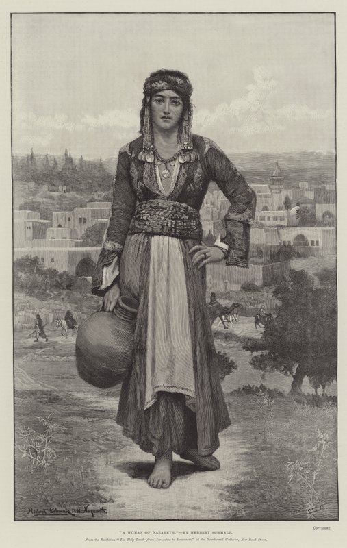 Žena z Nazaretu, z výstavy Svatá země, od Jeruzaléma po Damašek, v Dowdeswell Galleries, New Bond Street od Herbert Gustave Schmalz
