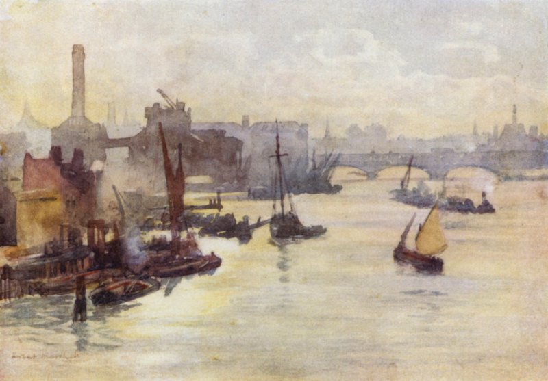 Podzimní odpoledne, od Southwark Bridge (barevné lito) od Herbert Menzies (after) Marshall