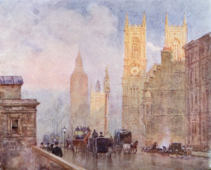 The End of Victoria Street, Westminster (barevné lito) od Herbert Menzies (after) Marshall