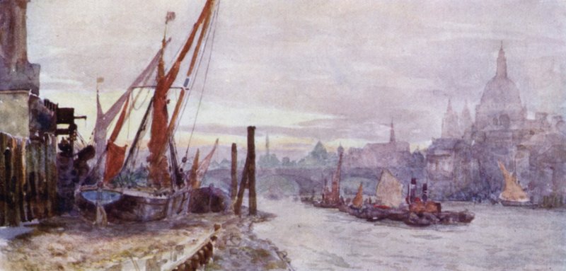 The Foreshore at Southwark (barva litho) od Herbert Menzies (after) Marshall